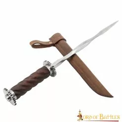 Daga Medieval Rondell Con Vaina De Cuero Auténtico