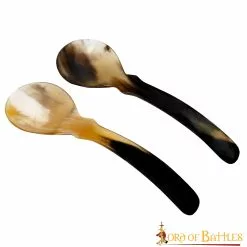 Cuchara Medieval Vikinga De Cuerno Auténtico Juego De 2 Accesorios Funcionales De Cuerno
