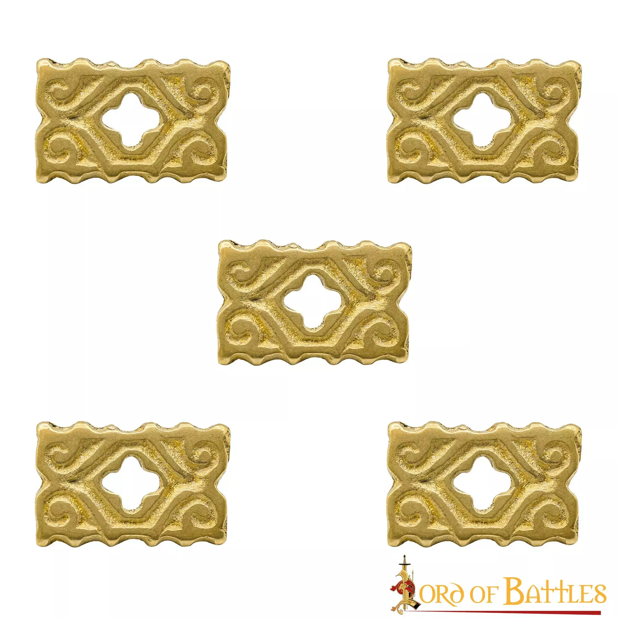 Latón Macizo Puro Quatrefoil Montaje En Piel Funcional Juego De 5 3 Latón Macizo Puro Quatrefoil Montaje En Piel Funcional Juego De 5