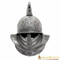 Casco De Gladiador Spartacus Con Penacho Negro Y Forro De Cuero