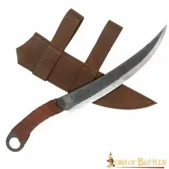 Cuchillo Medieval De Cazador Forjado A Mano Con Funda De Cuero Auténtico