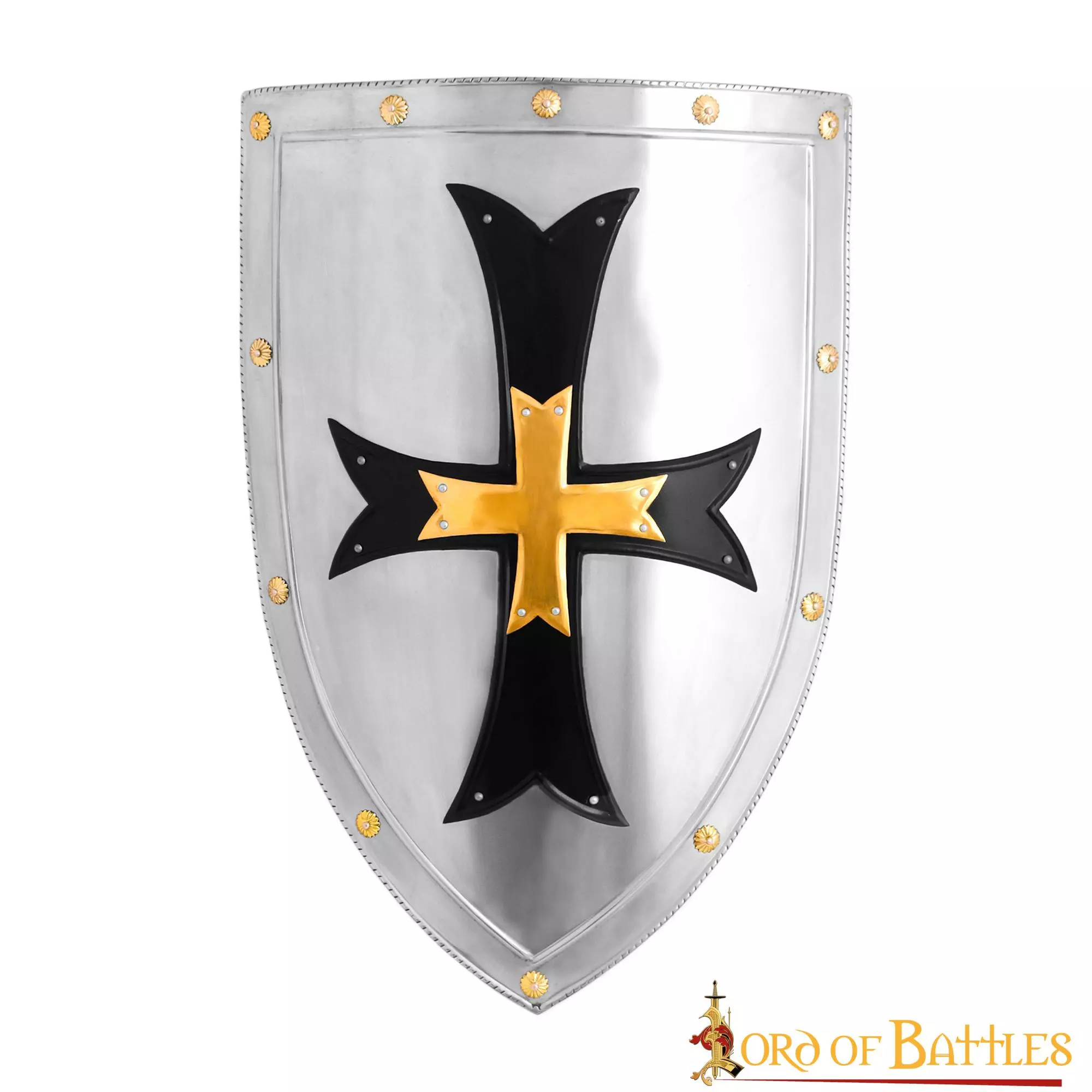 Escudo De Acero De Caballero Cruzado De Fantasía Para Decoración Y Recreaciones 3 Escudo De Acero De Caballero Cruzado De Fantasía Para Decoración Y Recreaciones