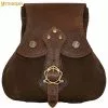MYTHROJAN "STALWART WARRIOR" BOLSA DE CUERO Para LARP, Cosplay Medieval SCA Marrón, 8"×8
