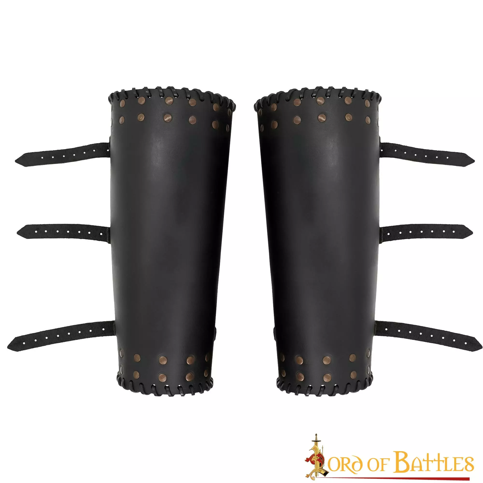 Grebas Vikingas De Cuero Auténtico Con Tachuelas Para Proteger Las Piernas 3 Grebas Vikingas De Cuero Auténtico Con Tachuelas Para Proteger Las Piernas
