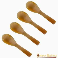 Juego De 4 Cucharas Medievales De Auténtico Cuerno De Buey