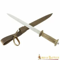 Daga Medieval Rondell Con Vaina De Cuero Auténtico