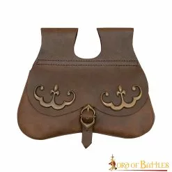 Bolsa Del Siglo XV Con Montura De Flor De Lis De Latón Antiguo