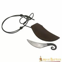 Cuchillo Forjado A Mano Viking Feasting Con Funda De Cuero Auténtico