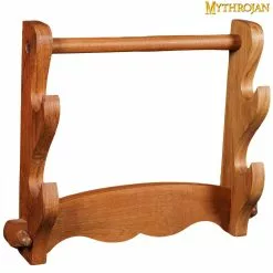 Soporte De Madera Para Espadas Mythrojan : Soporte De Madera Maciza De Lujo De Dos Niveles