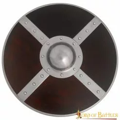 Escudo Vikingo De Madera Con Umbo De Acero Y Herrajes