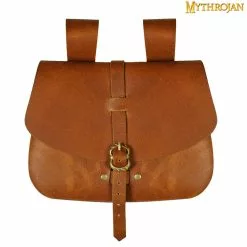 Mythrojan Bolsa De Cuero Medieval, Ideal Para SCA LARP Recreación Y Ren Feria, Cuero De Grano Completo, 6.2 "× 7"