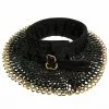Mythrojan RIVETED CHAINMAIL STANDARD "El Caballero Negro Gorget": Remaches Redondos De Aro Plano De 9 Mm (Alt) Con Forro Acolchado De Ante Negro Y Bordes De Latón Macizo -Armadura Ventas 1 DSC07891