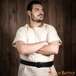 Cinturón De Cuero Auténtico De La Edad Media Con Hebilla De Hierro Forjada A Mano