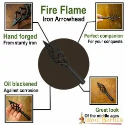 Punta De Flecha Medieval De Hierro Forjado A Mano Con Llama De Fuego -Armadura Ventas 1206 pattern1