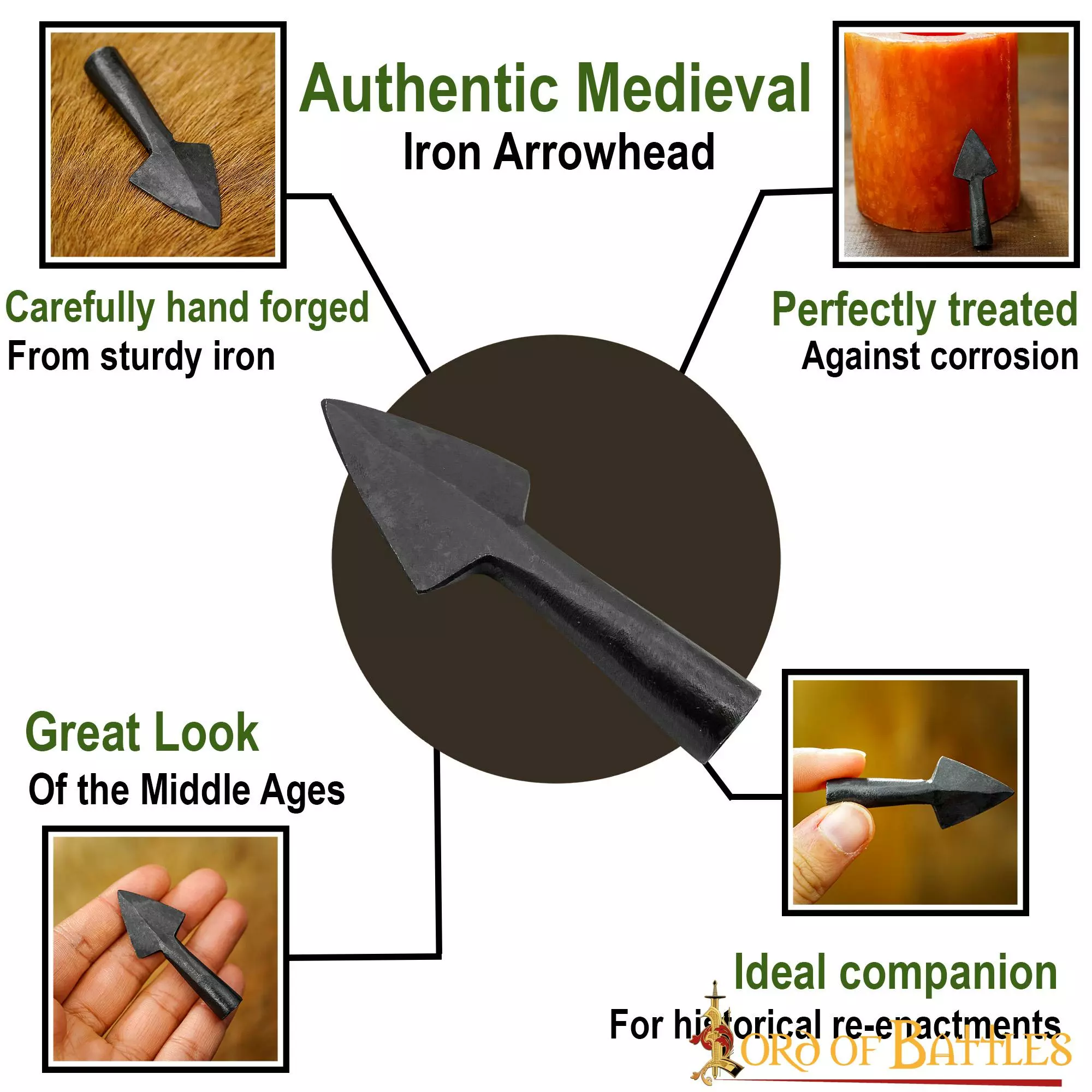 Juego De Tres Puntas De Flecha Medievales Forjadas A Mano Con Punta Triangular 6 Juego De Tres Puntas De Flecha Medievales Forjadas A Mano Con Punta Triangular - Imagen 4