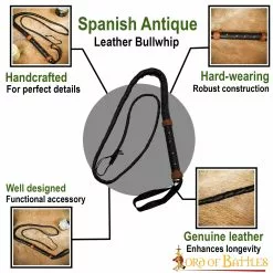 Látigo De Toro Artesanal Español Antiguo De Cuero Auténtico -Armadura Ventas 13207 pattern 1