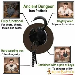 Antiguo Candado De Hierro Forjado A Mano Con Dos Llaves Funcionales -Armadura Ventas 1351BK pattern1