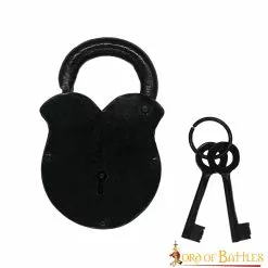 Robusto Candado Medieval De Hierro Con Llavero De Cota De Malla Y Llaves Emparejadas