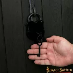 Robusto Candado Medieval De Hierro Con Llavero De Cota De Malla Y Llaves Emparejadas -Armadura Ventas 1353BK 5