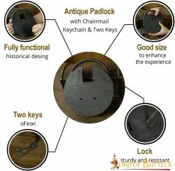 Antiguo Candado De Hierro Forjado A Mano Con Dos Llaves Funcionales -Armadura Ventas 1359 04 scaled 1