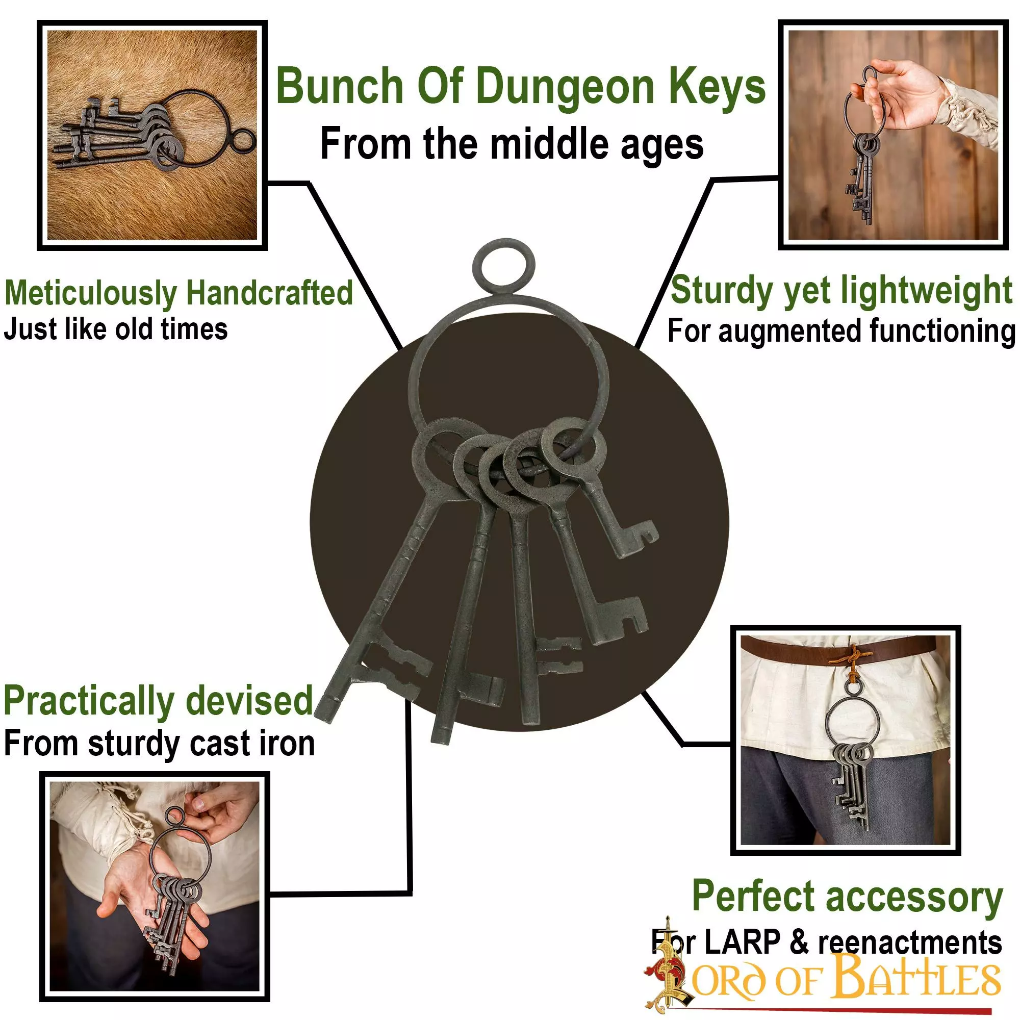 Juego De 5 Llaves Decorativas De Mazmorra Medieval De Hierro Forjado A Mano 6 Juego De 5 Llaves Decorativas De Mazmorra Medieval De Hierro Forjado A Mano - Imagen 4