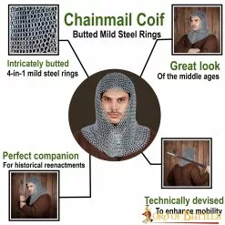 Medieval Chainmail Capucha V Cara Coif Acero Butted Anillos Redondos 11 Medieval Chainmail Capucha V Cara Coif Acero Butted Anillos Redondos -Armadura Ventas 1401Z pattern1
