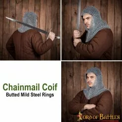 Medieval Chainmail Capucha V Cara Coif Acero Butted Anillos Redondos 12 Medieval Chainmail Capucha V Cara Coif Acero Butted Anillos Redondos -Armadura Ventas 1401Z pattern2