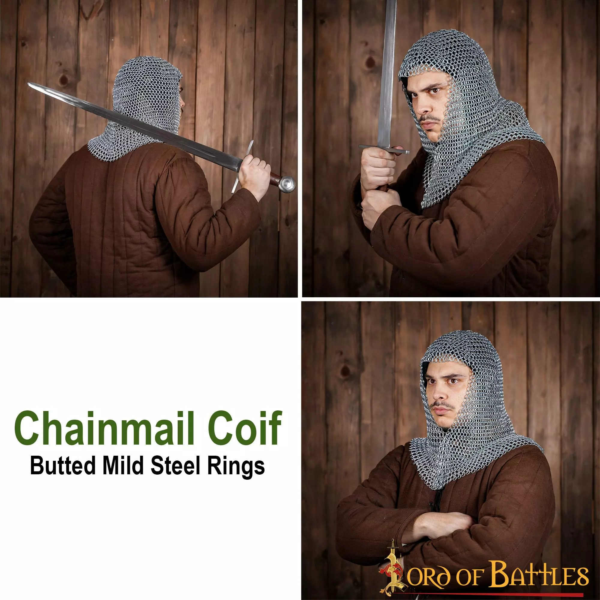 Medieval Chainmail Capucha V Cara Coif Acero Butted Anillos Redondos 7 Medieval Chainmail Capucha V Cara Coif Acero Butted Anillos Redondos - Imagen 5
