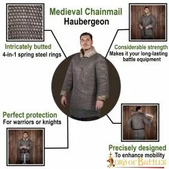 Anillo Redondo De Cota De Malla Medieval De Media Manga Haubergeon, Conificado, DI 9 Mm, Acero Para Muelles 11 Anillo Redondo De Cota De Malla Medieval De Media Manga Haubergeon, Conificado, DI 9 Mm, Acero Para Muelles -Armadura Ventas 152N pattern1