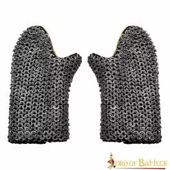 Manoplas Acolchadas Con Cota De Malla Acero Suave Anillo Plano Redondo Remachado (alt)