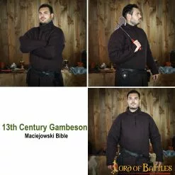 Gambesón Acolchado Medieval Del Siglo XIII (tipo 8) Con Cuello Cerrado Negro Y Crudo -Armadura Ventas 1708br pattern 2 2