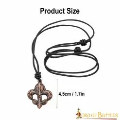 Colgante Flor De Lis Con Cordón De Cuero Ajustable Accesorio De Latón Envejecido -Armadura Ventas 1726 2