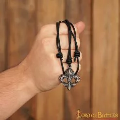 Colgante Flor De Lis Con Cordón De Cuero Ajustable Accesorio De Latón Envejecido -Armadura Ventas 1726 6