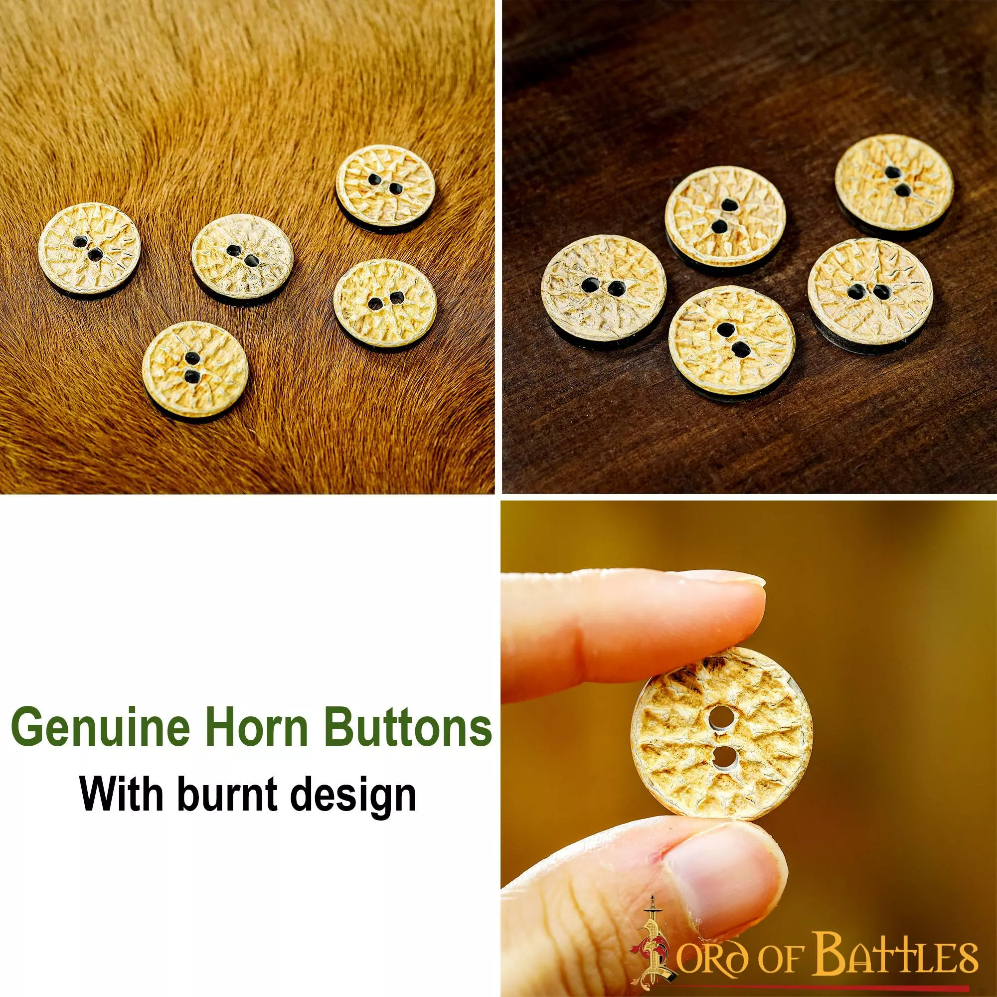 Juego De 5 Botones Medievales De Cuerno De Búfalo Auténtico Hechos A Mano 6 Juego De 5 Botones Medievales De Cuerno De Búfalo Auténtico Hechos A Mano - Imagen 4