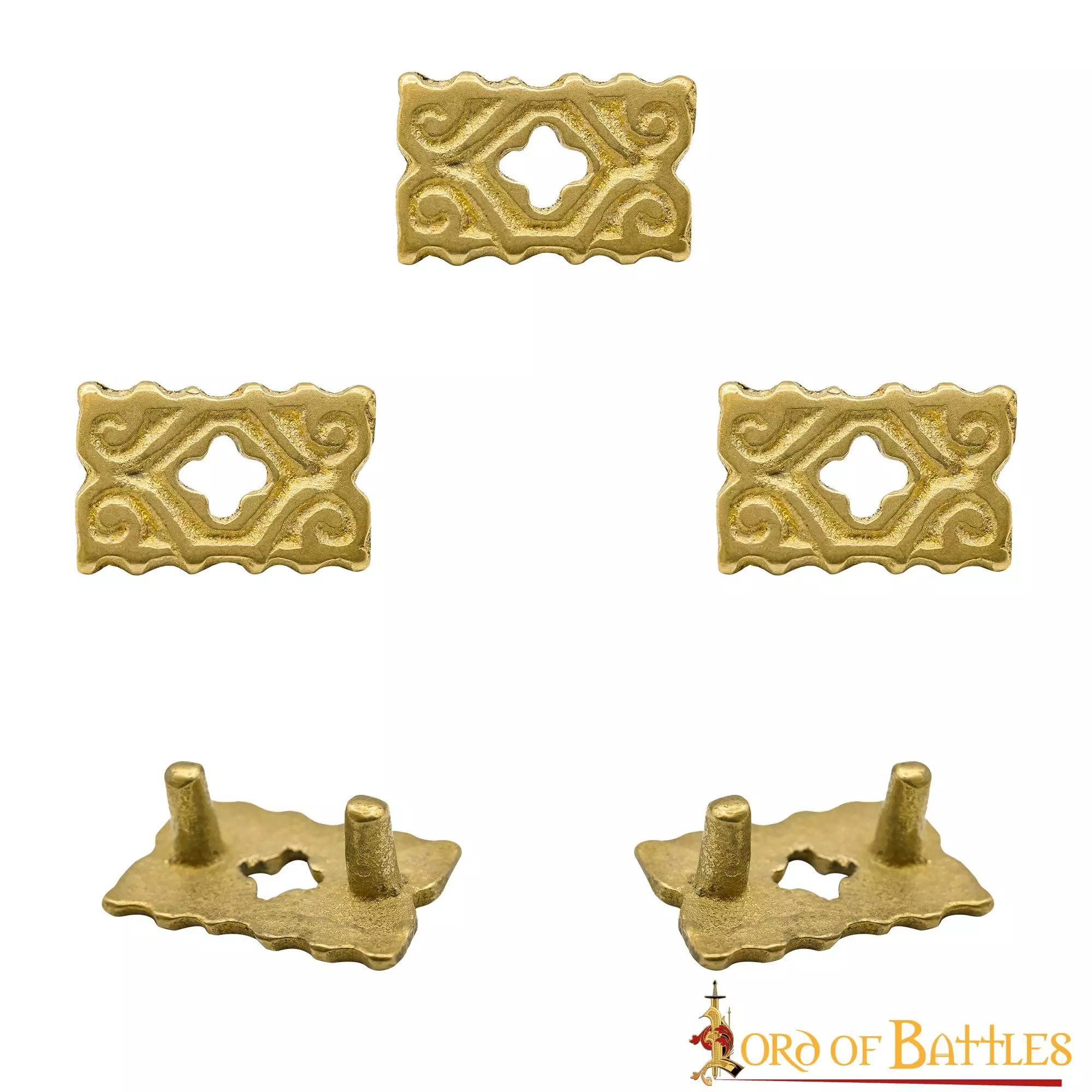 Latón Macizo Puro Quatrefoil Montaje En Piel Funcional Juego De 5 4 Latón Macizo Puro Quatrefoil Montaje En Piel Funcional Juego De 5 - Imagen 2