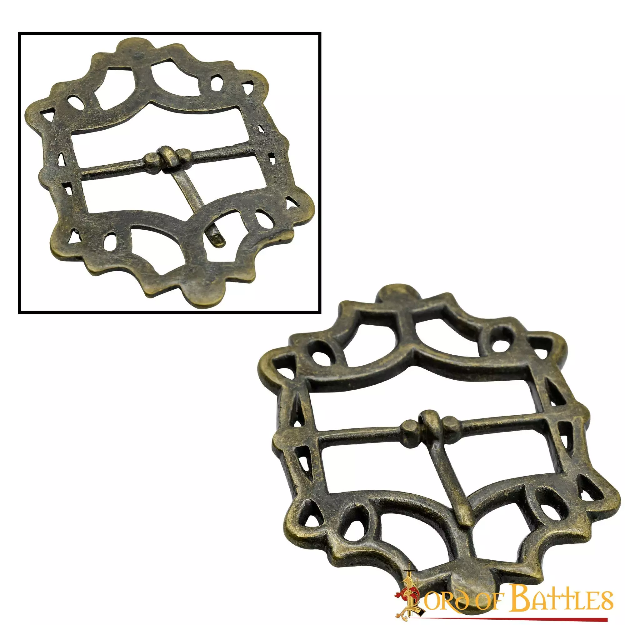 Hebilla De Cinturón Pirata Grande De Latón Antiguo 4 Hebilla De Cinturón Pirata Grande De Latón Antiguo - Imagen 2