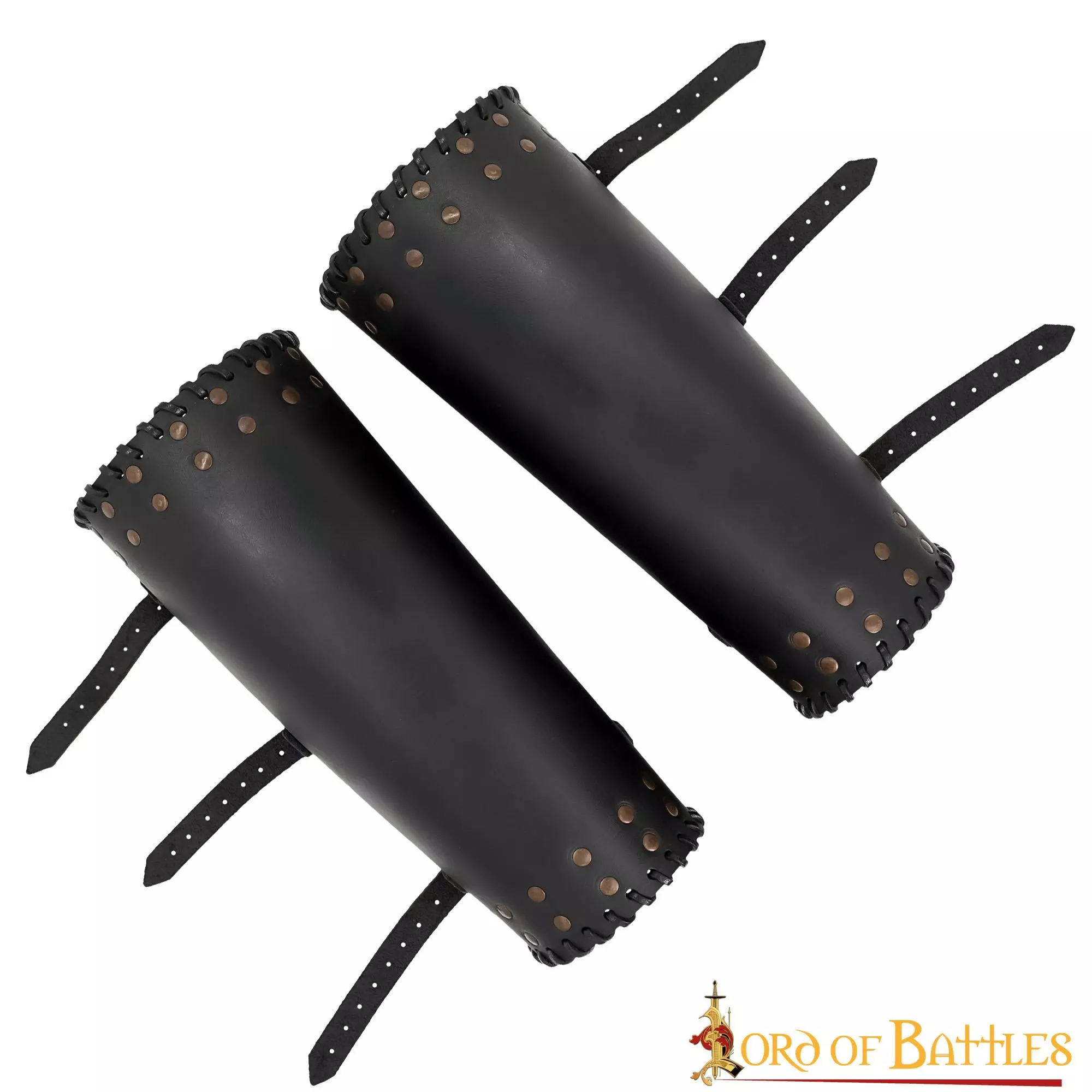 Grebas Vikingas De Cuero Auténtico Con Tachuelas Para Proteger Las Piernas 4 Grebas Vikingas De Cuero Auténtico Con Tachuelas Para Proteger Las Piernas - Imagen 2