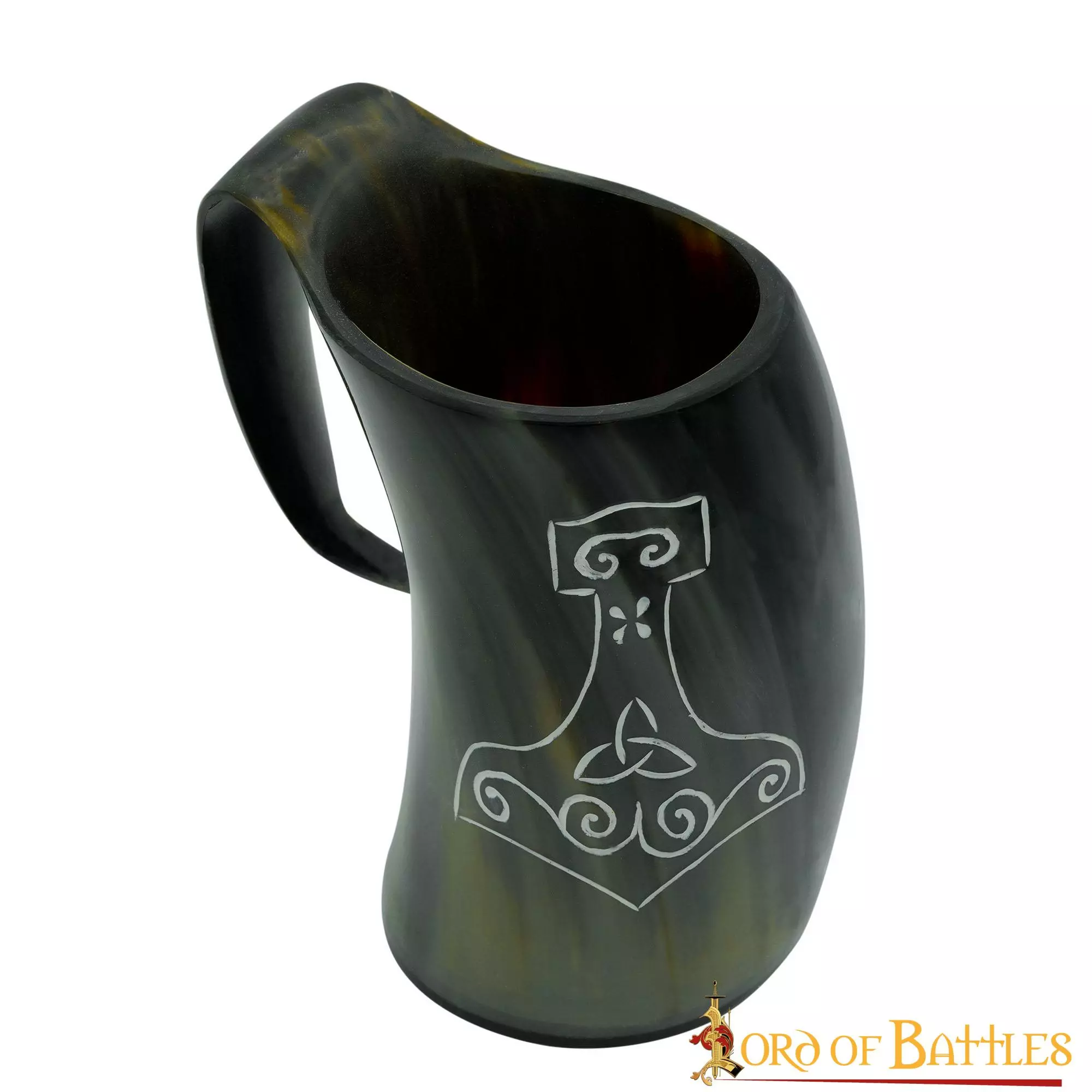 Medieval Vikingo Mjolnir Cuerno Tankard Taza De Cerveza Hecho A Mano Genuino Cuerno De Buey 4 Medieval Vikingo Mjolnir Cuerno Tankard Taza De Cerveza Hecho A Mano Genuino Cuerno De Buey - Imagen 2