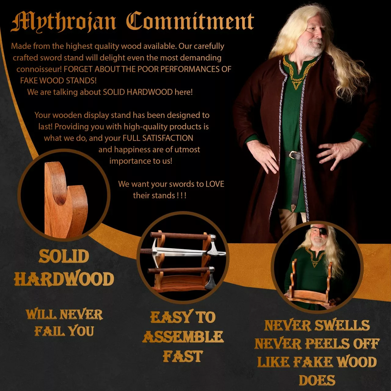 Soporte De Madera Para Espadas Mythrojan : Soporte De Tres Niveles 8 Soporte De Madera Para Espadas Mythrojan : Soporte De Tres Niveles - Imagen 6