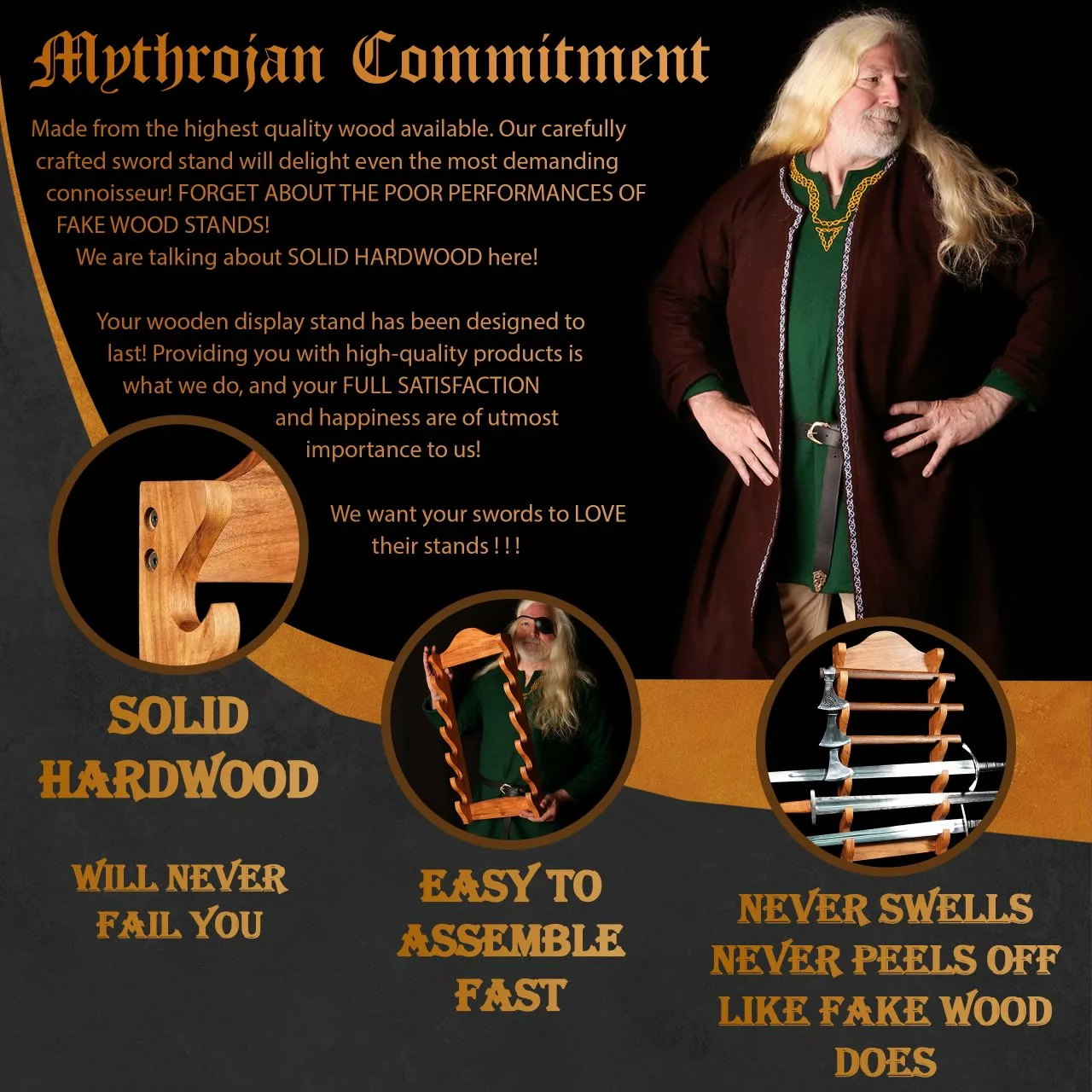 Soporte De Madera Para Espadas Mythrojan De 6 Niveles 5 Soporte De Madera Para Espadas Mythrojan De 6 Niveles - Imagen 3