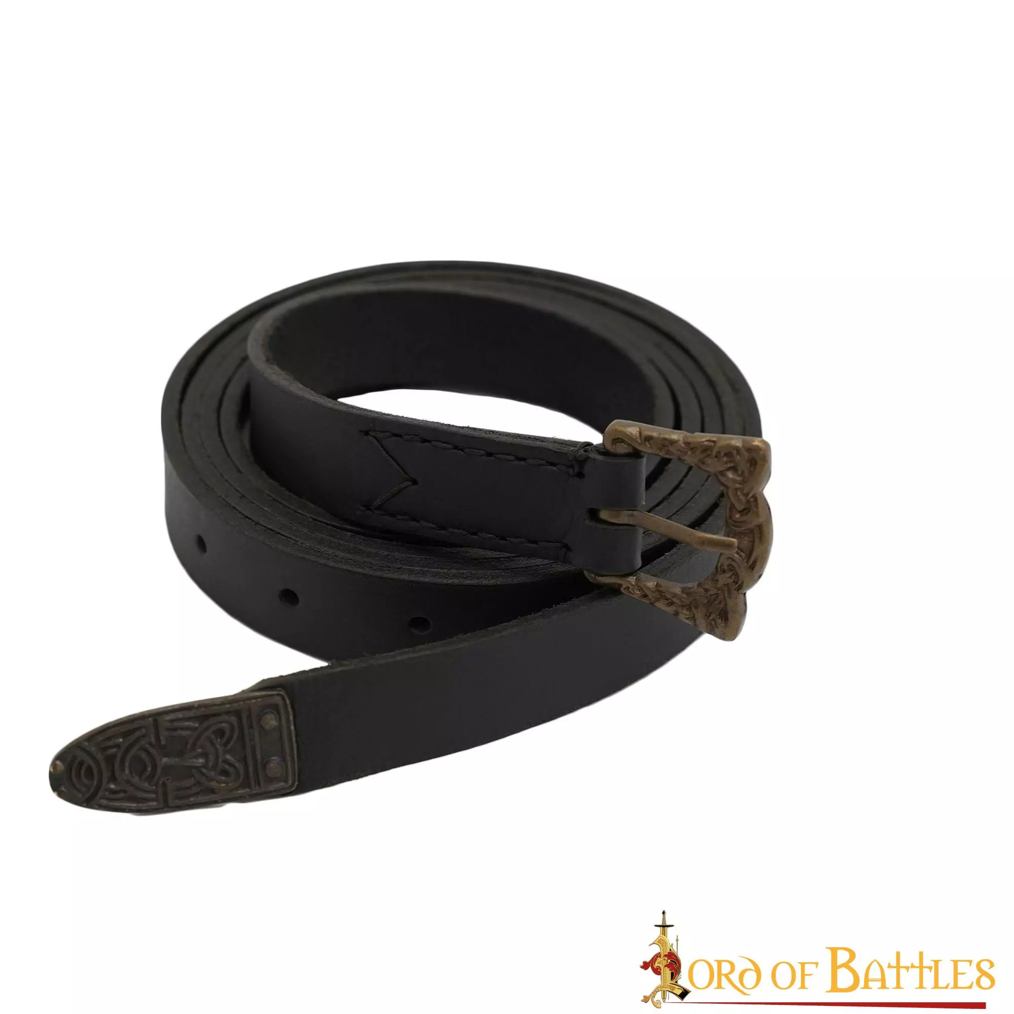 Cinturón Medieval De Cuero Auténtico Trabajo De Nudos Vikingos En Herrajes De Latón Envejecido 4 Cinturón Medieval De Cuero Auténtico Trabajo De Nudos Vikingos En Herrajes De Latón Envejecido - Imagen 2