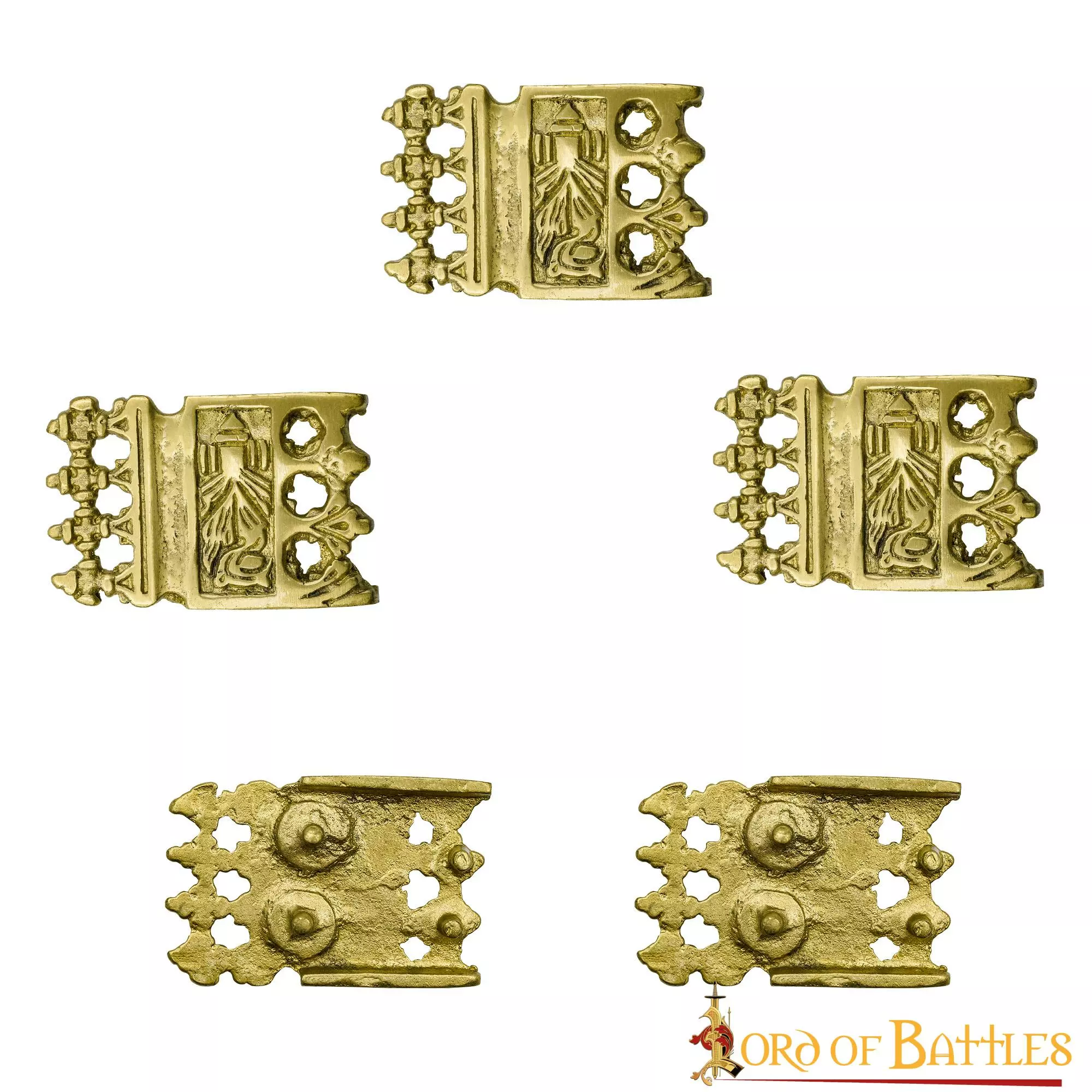 Juego De 5 Broches Para Cinturón De Latón Macizo Vikingo Ornamentado Accesorio Funcional 4 Juego De 5 Broches Para Cinturón De Latón Macizo Vikingo Ornamentado Accesorio Funcional - Imagen 2