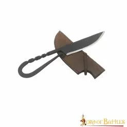 Cuchillo Vikingo De Hierro Forjado A Mano Con Funda De Cuero Auténtico