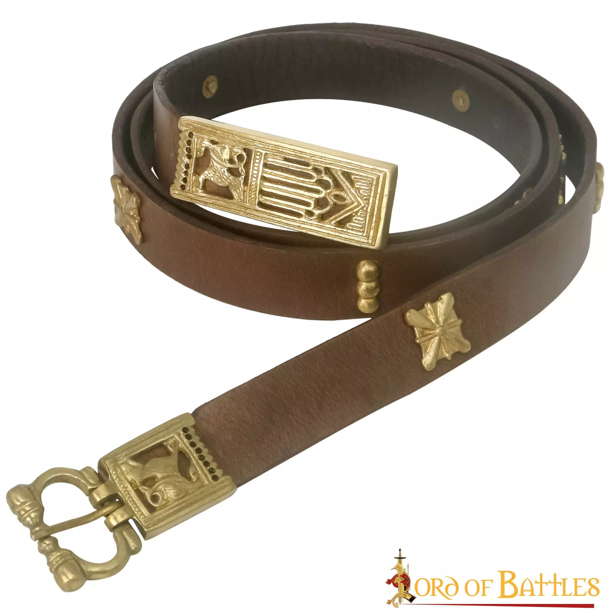 Cinturón Medieval De Cuero Con Hebilla Y Capucha De Latón Puro 4 Cinturón Medieval De Cuero Con Hebilla Y Capucha De Latón Puro - Imagen 2