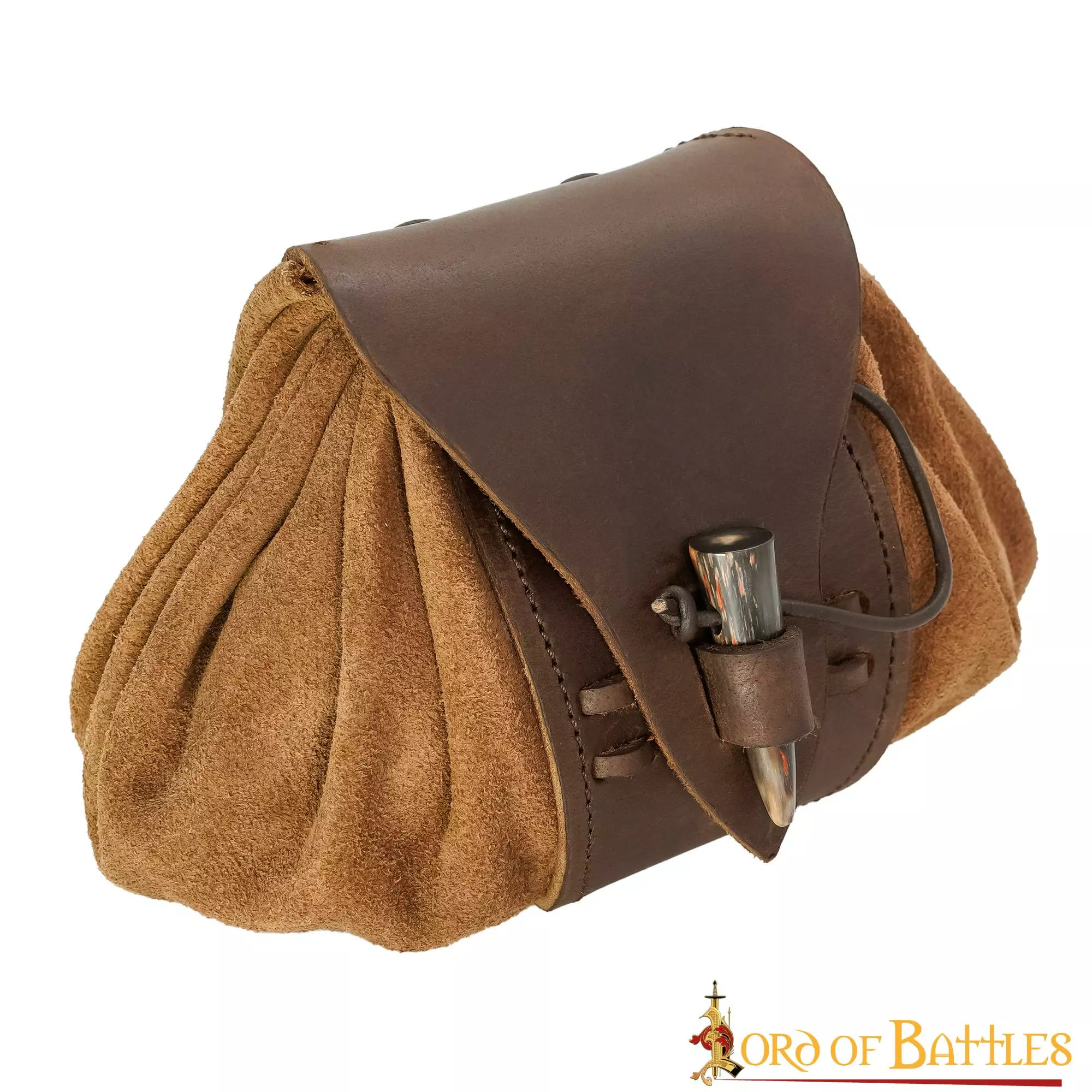 Riñonera Medieval De Cuero Con Pasador De Cuerno Auténtico 4 Riñonera Medieval De Cuero Con Pasador De Cuerno Auténtico - Imagen 2