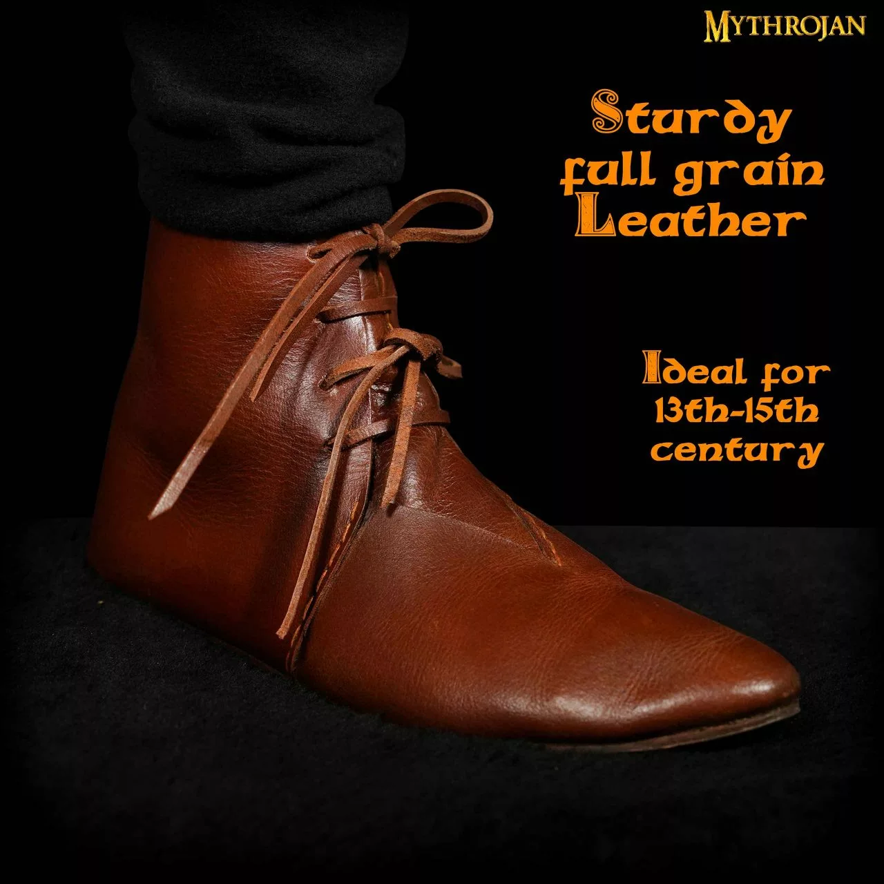 Mythrojan XII Al Siglo XV Zapatos Medievales De Cuero, Ideal Para SCA LARP Reenactment Ren Eventos Medievales Justas, Cuero De Grano Completo, Marrón 7 Mythrojan XII Al Siglo XV Zapatos Medievales De Cuero, Ideal Para SCA LARP Reenactment Ren Eventos Medievales Justas, Cuero De Grano Completo, Marrón - Imagen 5