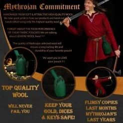 Mythrojan Bolsa De Lana Con Cordón Para Cinturón: Medieval Vikingo Bolsa SCA LARP GN Monedero, Lana Genuina, Verde, 8"×6.5". -Armadura Ventas 2 leather bag template 2