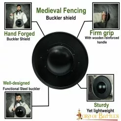 Esgrima Medieval Buckler Ennegrecido Escudo De Acero Funcional 11 Esgrima Medieval Buckler Ennegrecido Escudo De Acero Funcional -Armadura Ventas 2124BK14 pattern 1