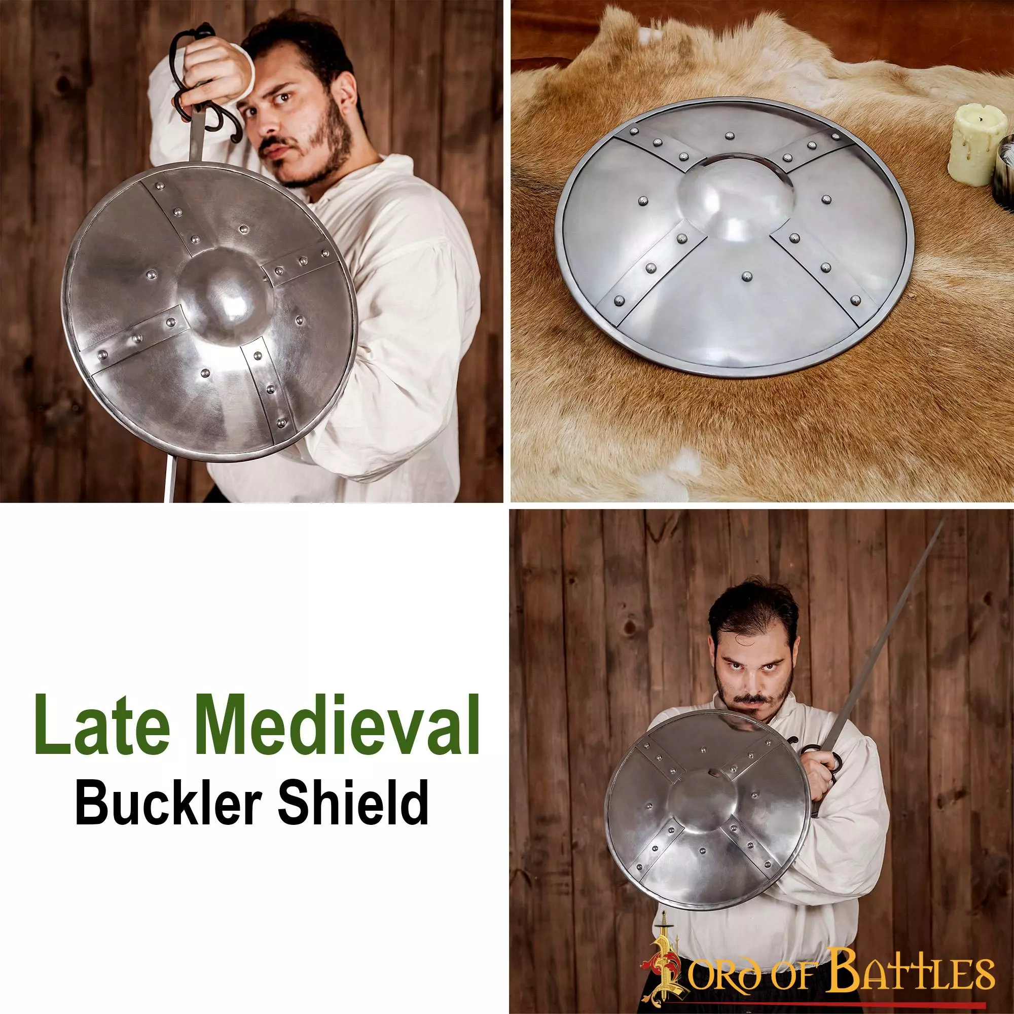 Escudo Medieval Redondo De Acero Funcional Hecho A Mano 7 Escudo Medieval Redondo De Acero Funcional Hecho A Mano - Imagen 5