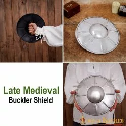 Hebilla Medieval Redonda Estriada Escudo De Acero Para Esgrima -Armadura Ventas 2131 pattern2